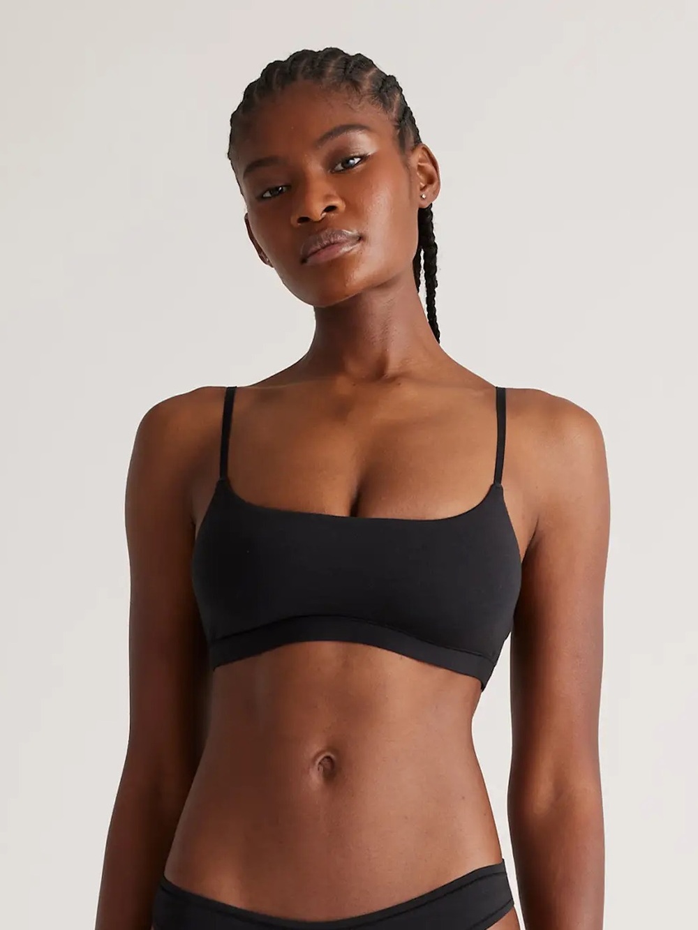 NWOT QUINCE 2 Pack Organic Cotton Scoop Bralettes XS Black 0938